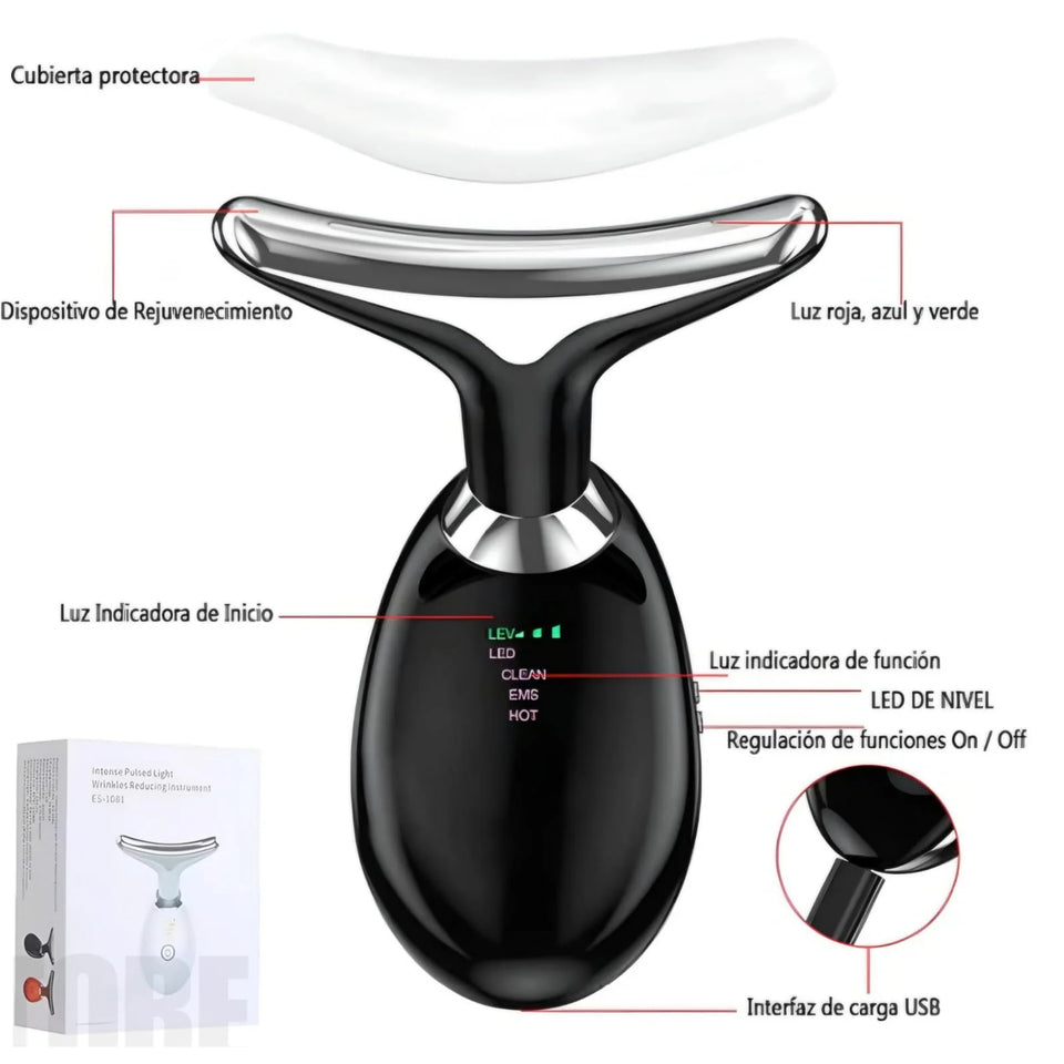 MASAJEADOR FACIAL 7 LUCES LED RECARGABLE